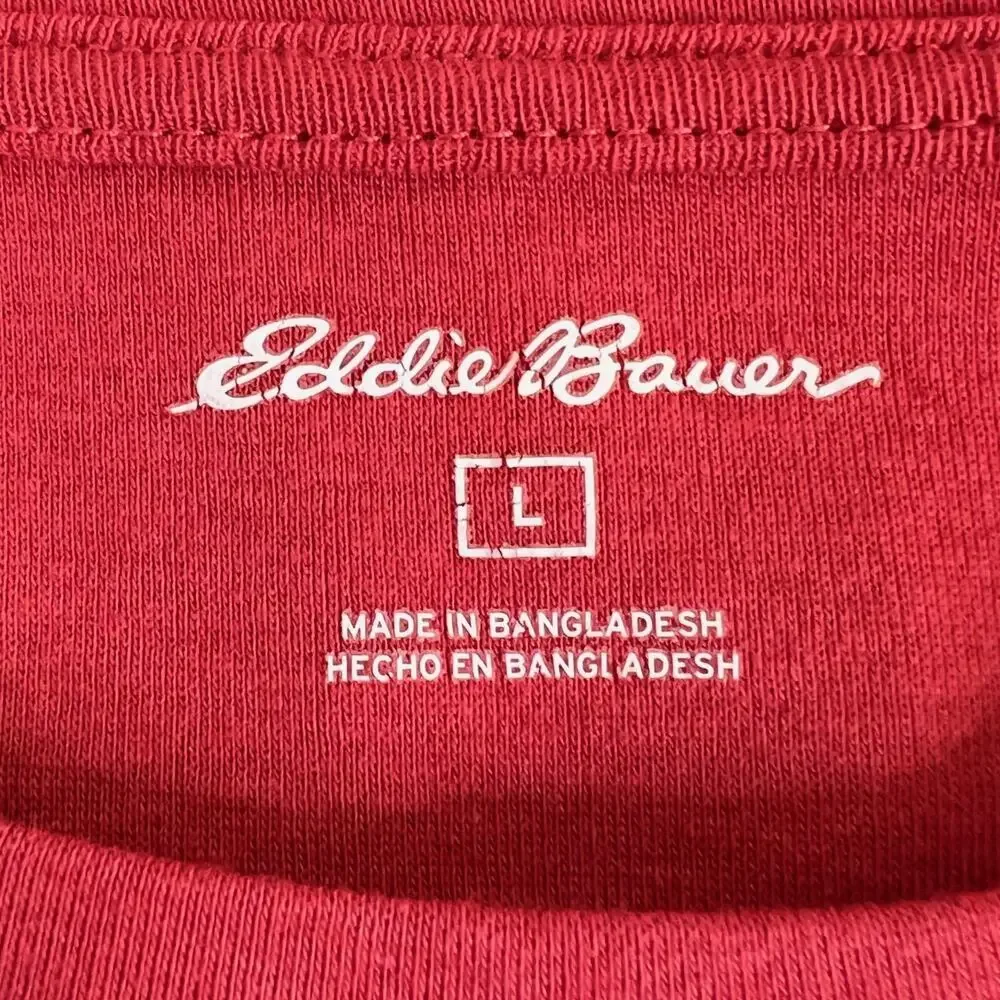 Eddie Bauer Womens Long Sleeve Tee L Brick Red Cotton Modal Blend Knit Crew Neck